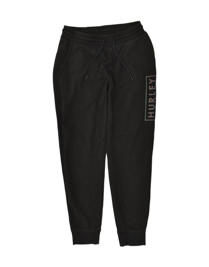 HURLEY Womens Tracksuit Trousers Joggers UK 14 Medium Black Cotton | Vintage Hurley | Thrift | Second-Hand Hurley | Used Clothing | Messina Hembry 