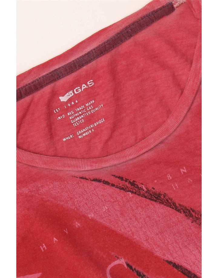 Gas Mens Graphic T-Shirt Top Large Red