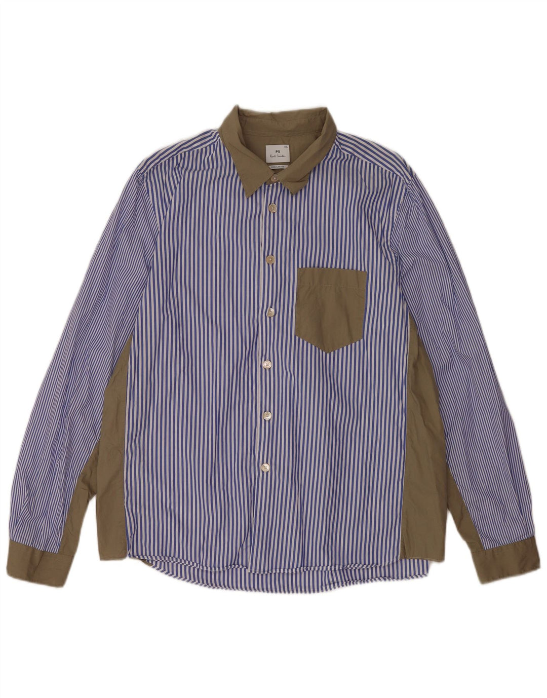 Paul Smith Mens Regular Fit Shirt 2XL Blue Colourblock Cotton