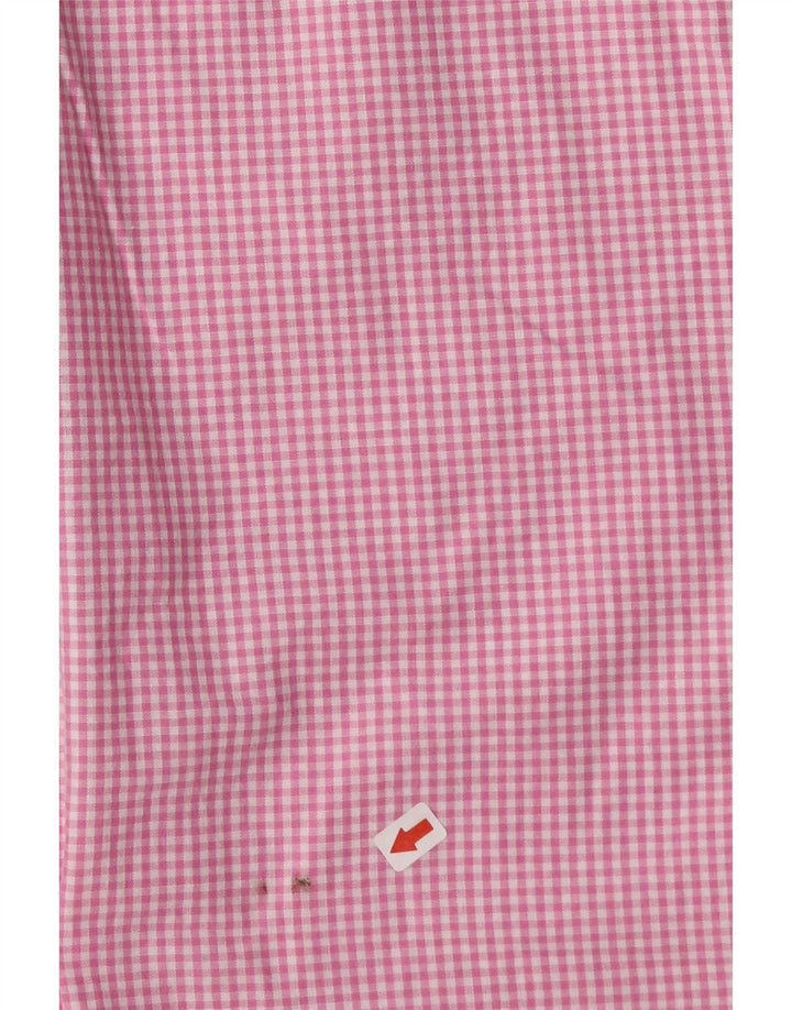 Chaps Mens Short Sleeve Shirt 2XL Pink Gingham Cotton