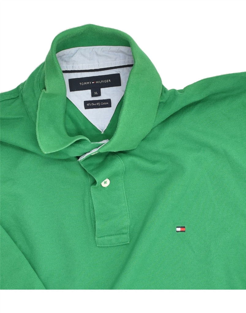 TOMMY HILFIGER Mens Polo Shirt XL Green Cotton | Vintage Tommy Hilfiger | Thrift | Second-Hand Tommy Hilfiger | Used Clothing | Messina Hembry 