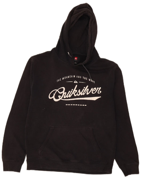 Quiksilver Mens Graphic Hoodie Jumper Medium Black Cotton