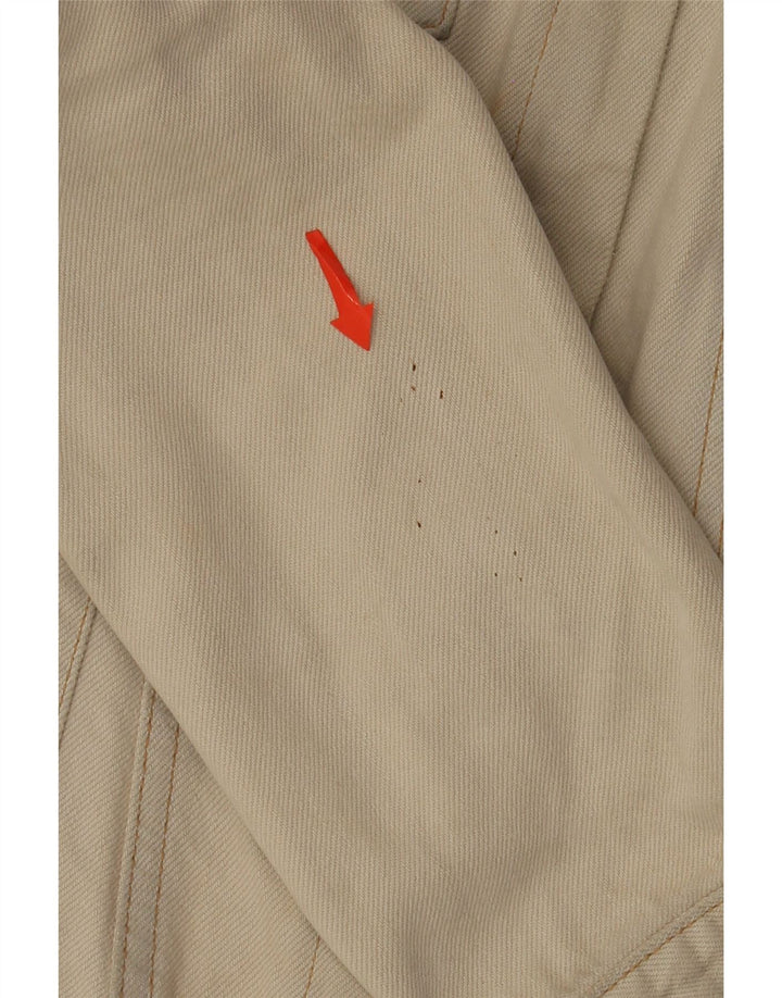 Rifle Womens Crop Denim Jacket UK 12 Medium Beige Cotton