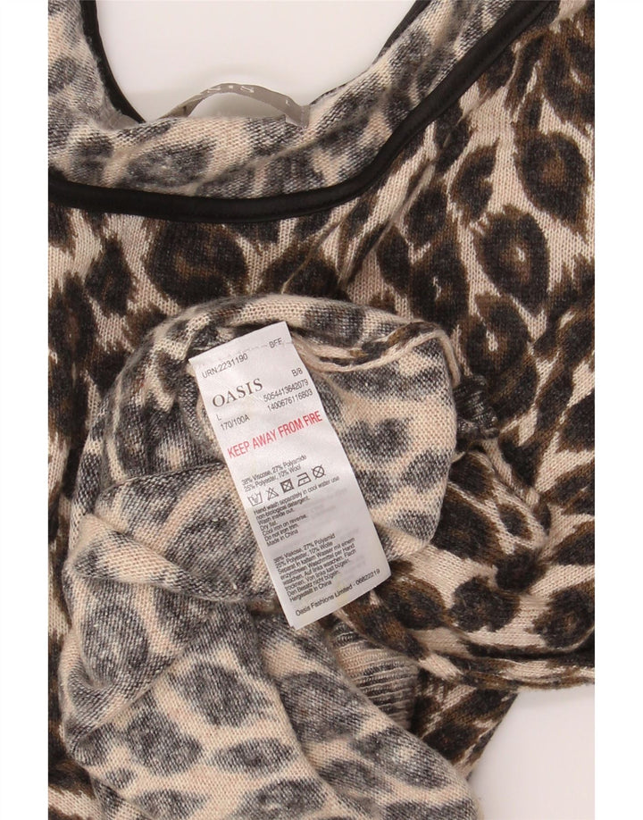 OASIS Womens Oversized Top Long Sleeve UK 16 Large Beige Animal Print Vintage Oasis and Second-Hand Oasis from Messina Hembry 