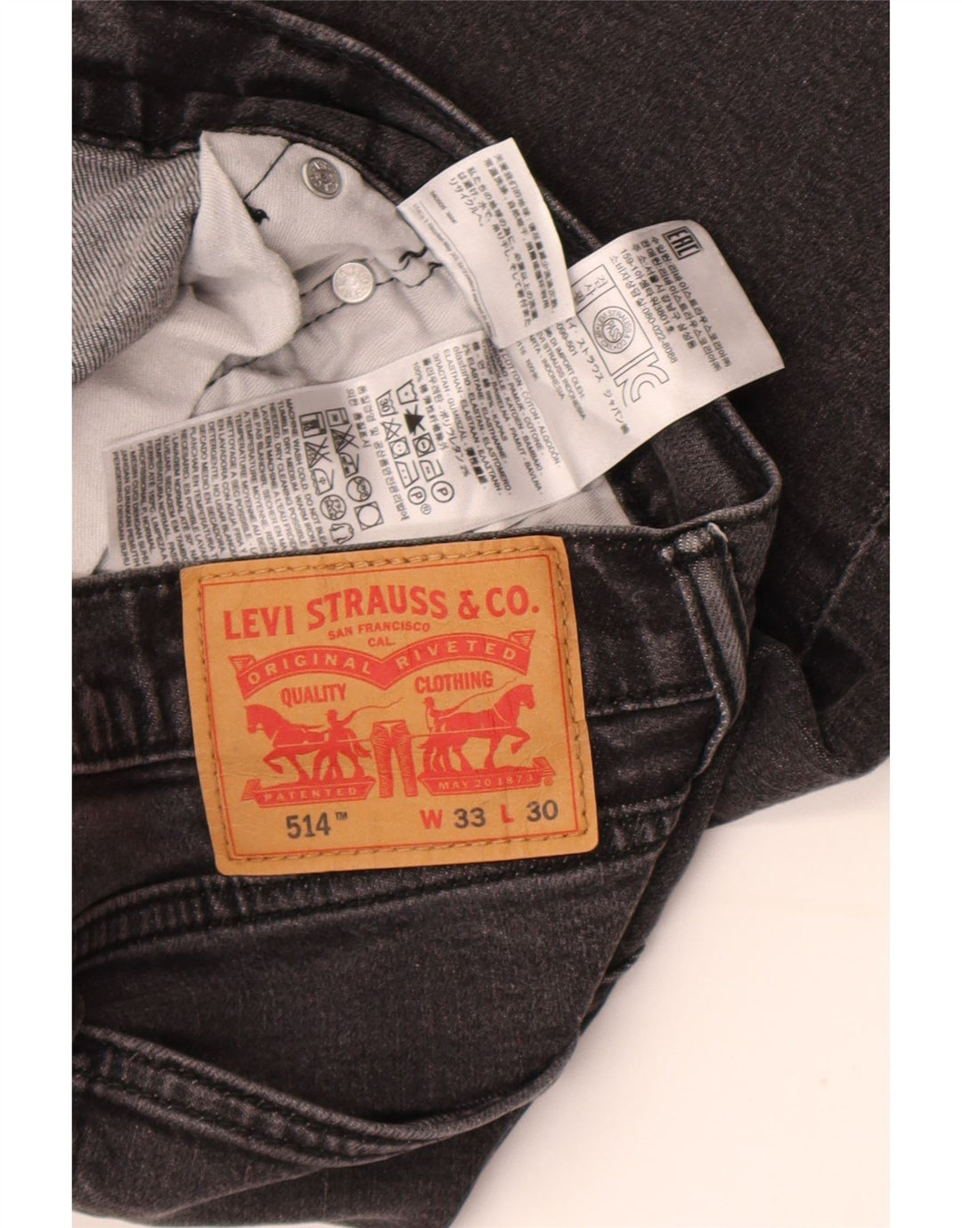 Levi's Mens 514 Straight Jeans W33 L30 Grey Cotton
