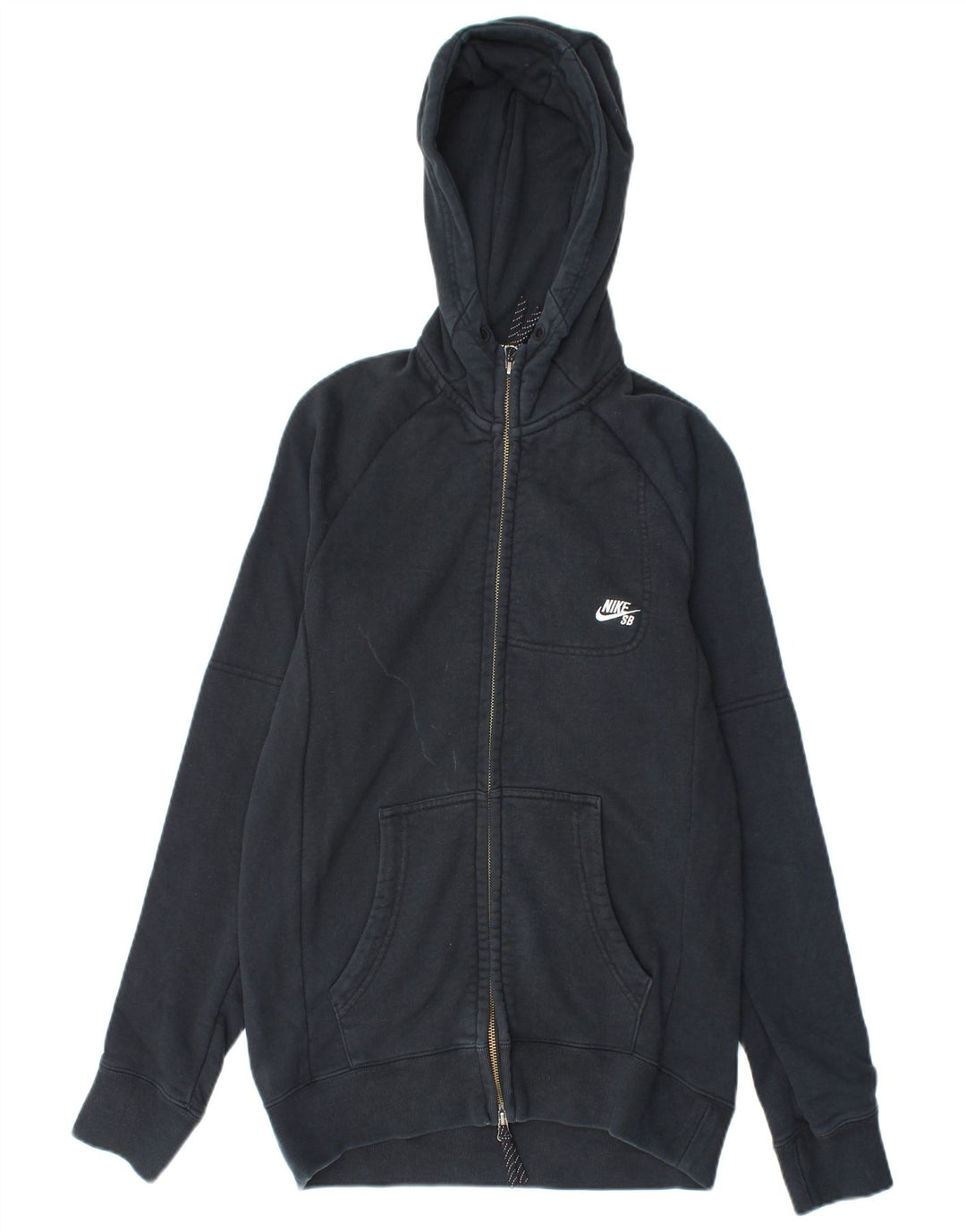 NIKE Mens Zip Hoodie Sweater Small Black Cotton