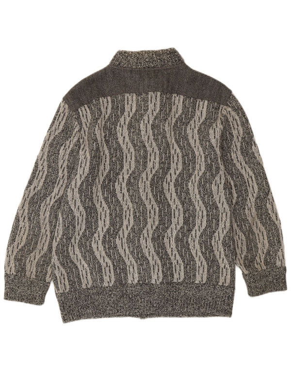 De Pletrl Mens Cardigan Sweater IT 50 Medium Grey Chevron Wool