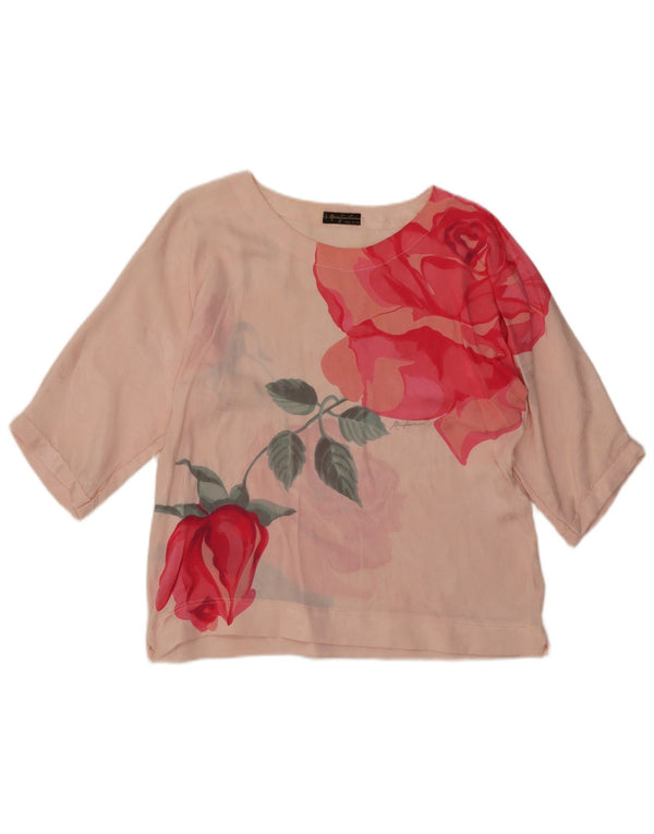 Mario Pucci Cecconi Womens See Through Blouse Top IT 44 Medium Pink Floral