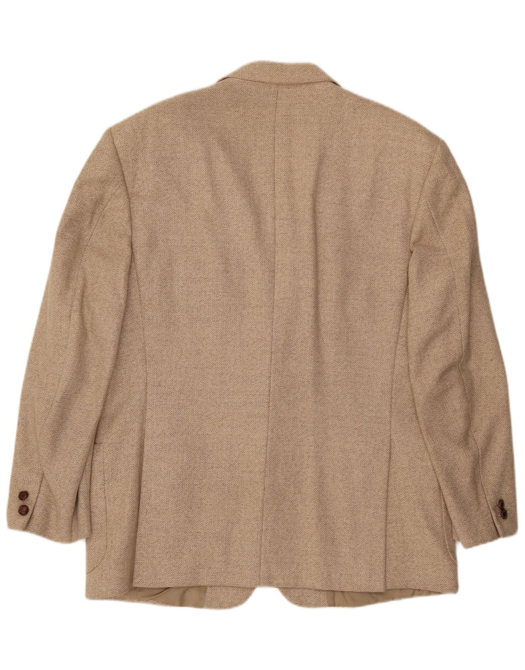 Daniel Hechter Mens 2 Button Blazer Jacket IT 52 XL Beige Herringbone Wool