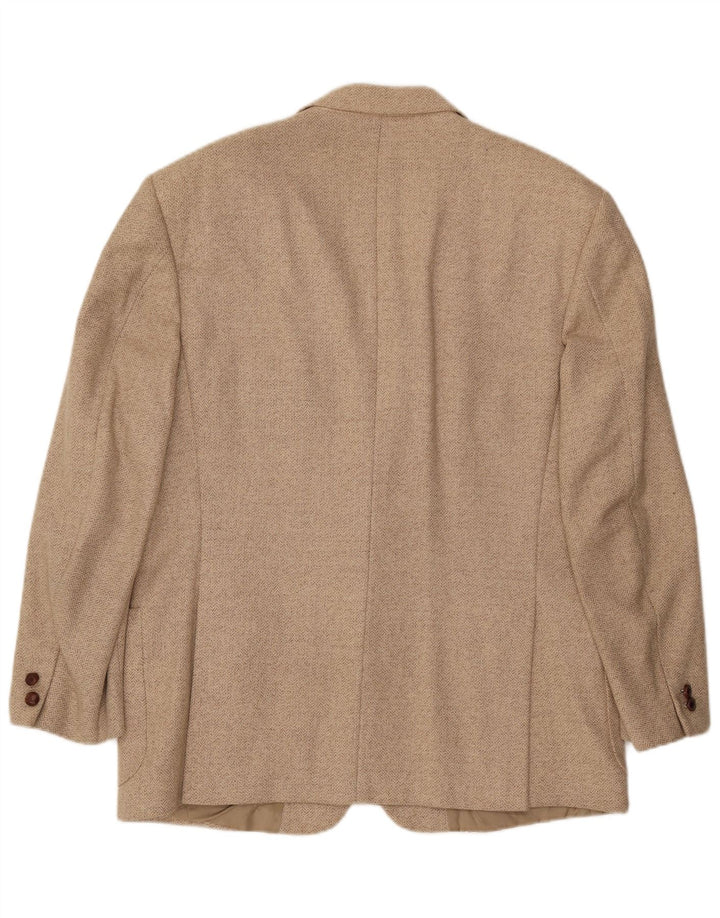 Daniel Hechter Mens 2 Button Blazer Jacket IT 52 XL Beige Herringbone Wool