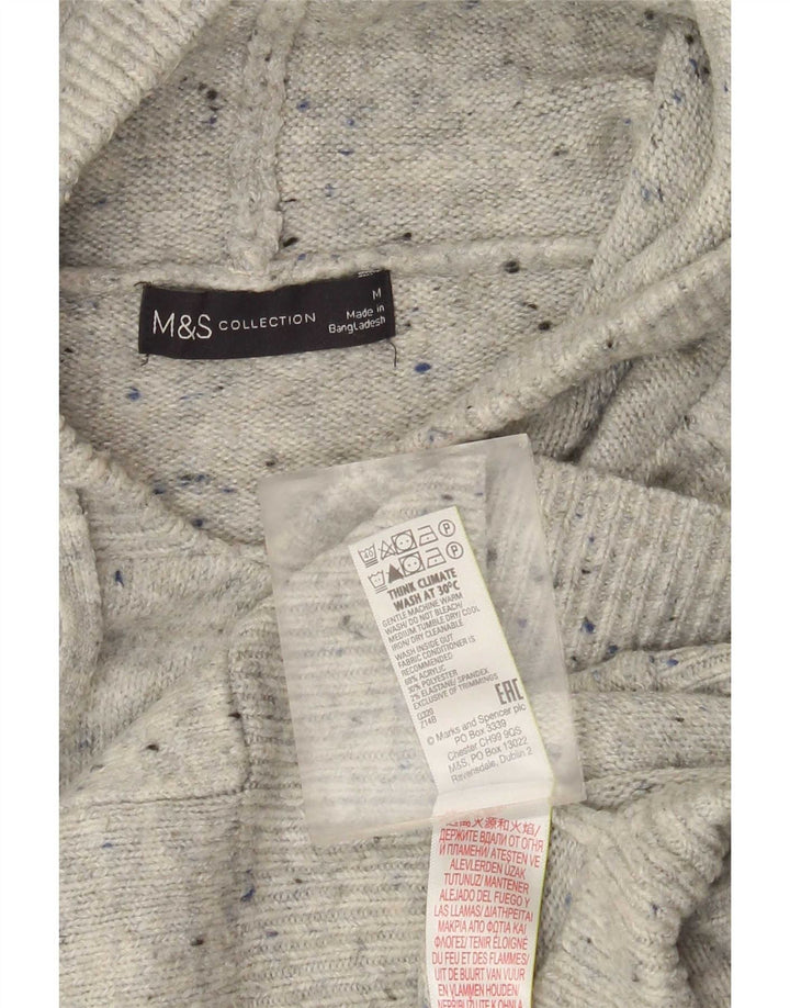 Marks & Spencer Womens Hooded Jumper Sweater UK 14 Medium Grey Flecked