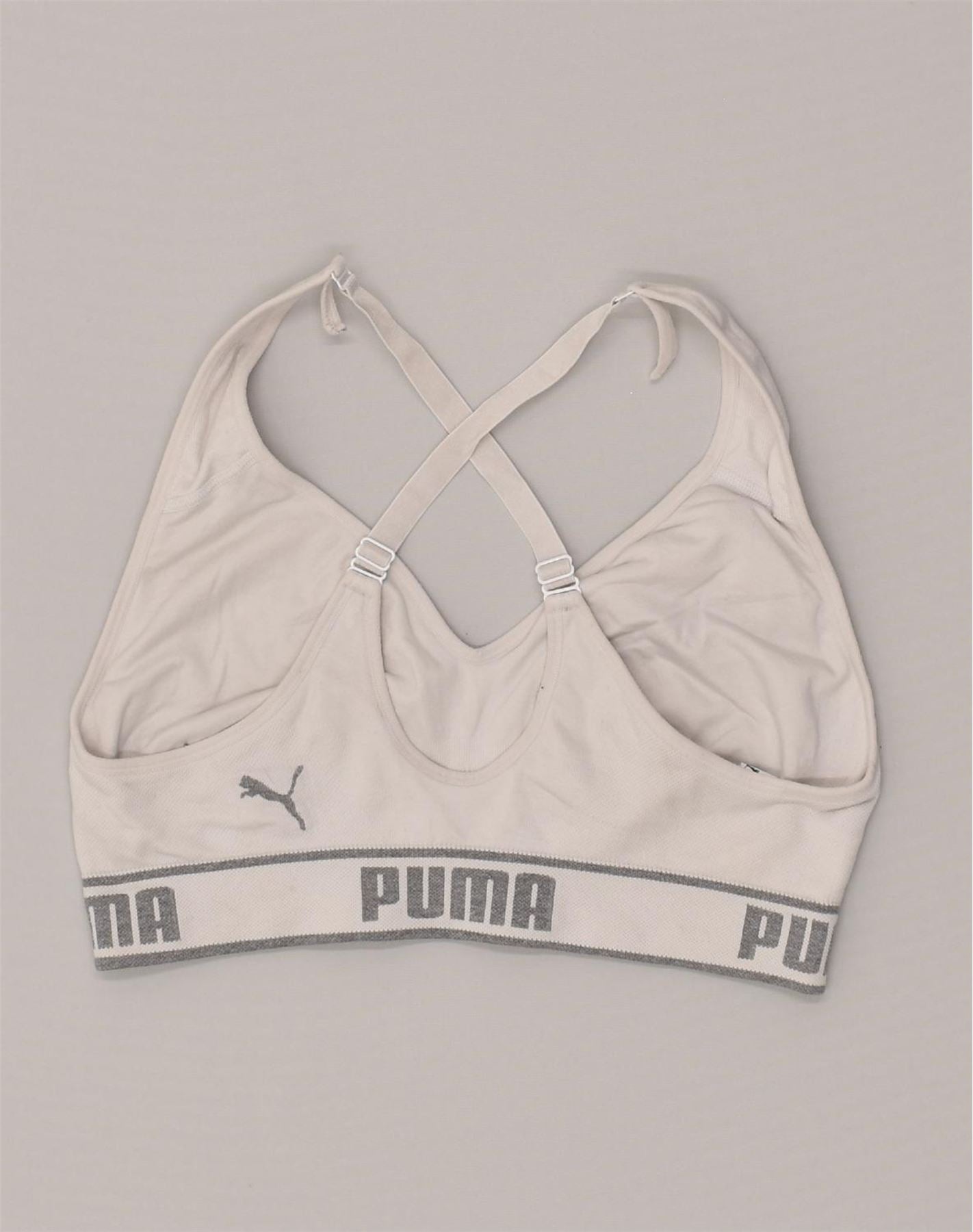 PUMA Womens Sport Bra Top UK 14 Large Grey Nylon
