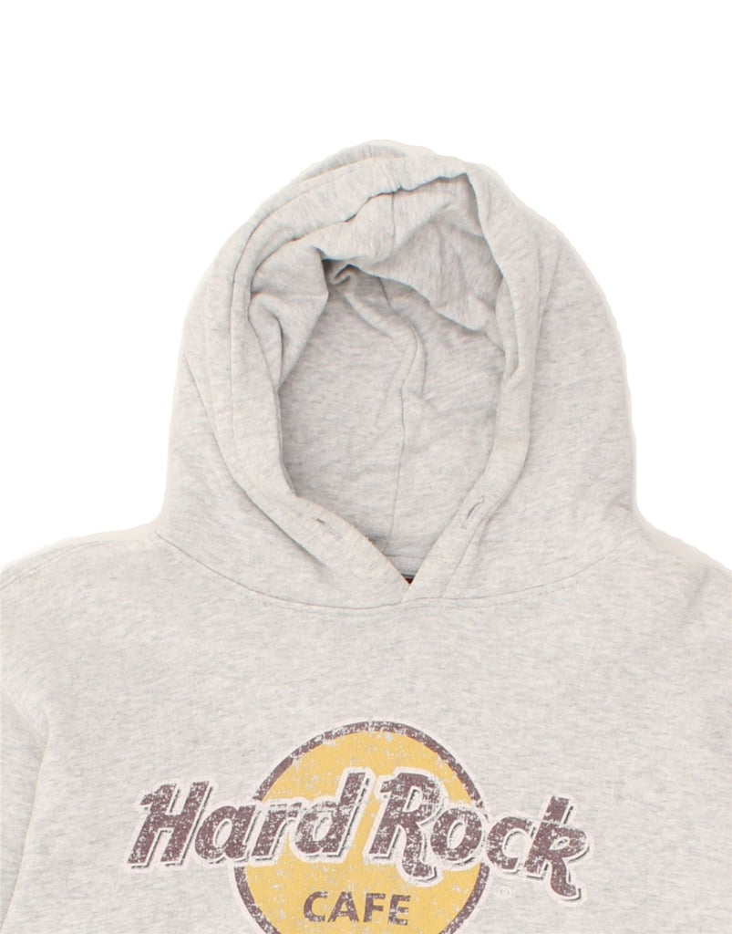 HARD ROCK CAFE Womens Budapest Graphic Hoodie Jumper UK 14 Medium Grey | Vintage Hard Rock Cafe | Thrift | Second-Hand Hard Rock Cafe | Used Clothing | Messina Hembry 