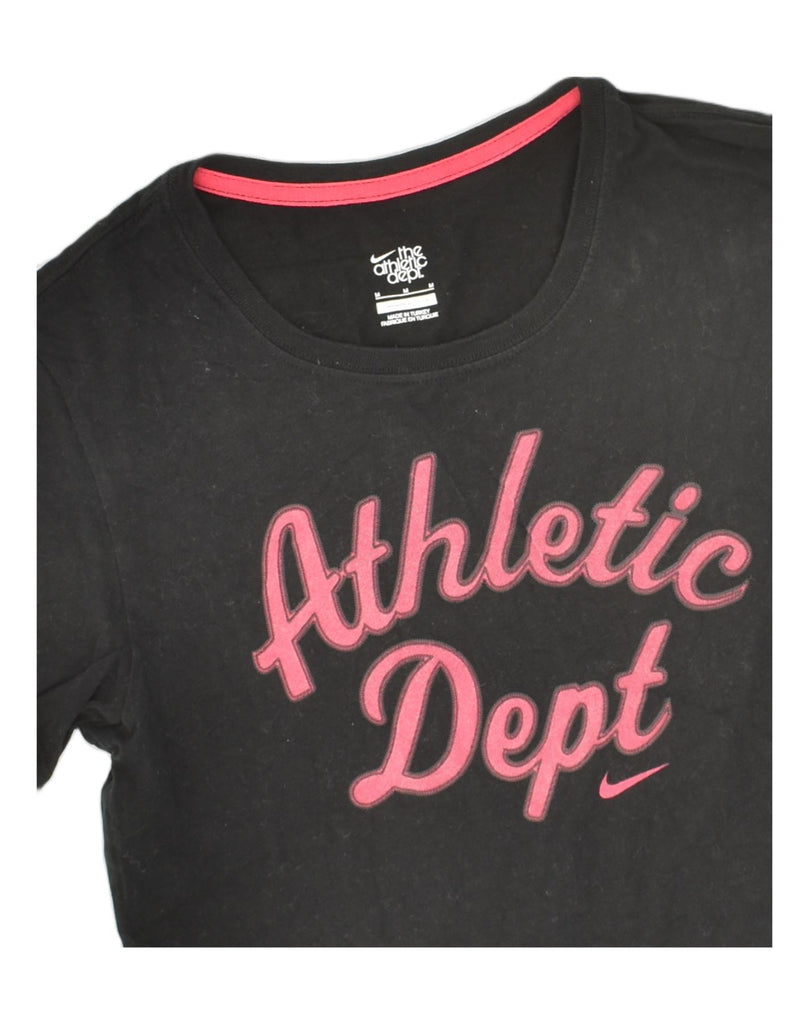 NIKE Womens The Athletic Dept. Graphic T-Shirt Top UK 12 Medium Black | Vintage Nike | Thrift | Second-Hand Nike | Used Clothing | Messina Hembry 