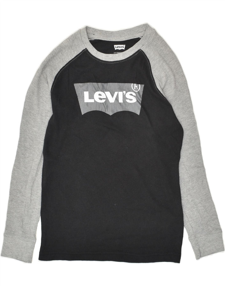 LEVI'S Boys Graphic Top Long Sleeve 10-11 Years Large  Black Colourblock | Vintage Levi's | Thrift | Second-Hand Levi's | Used Clothing | Messina Hembry 