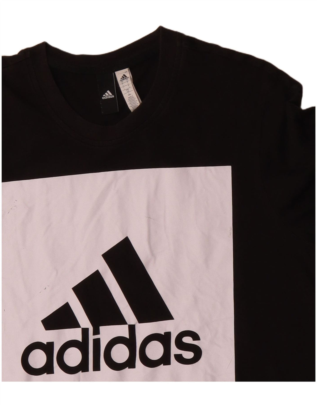 ADIDAS Mens Graphic T-Shirt Top Large Black Colourblock Cotton