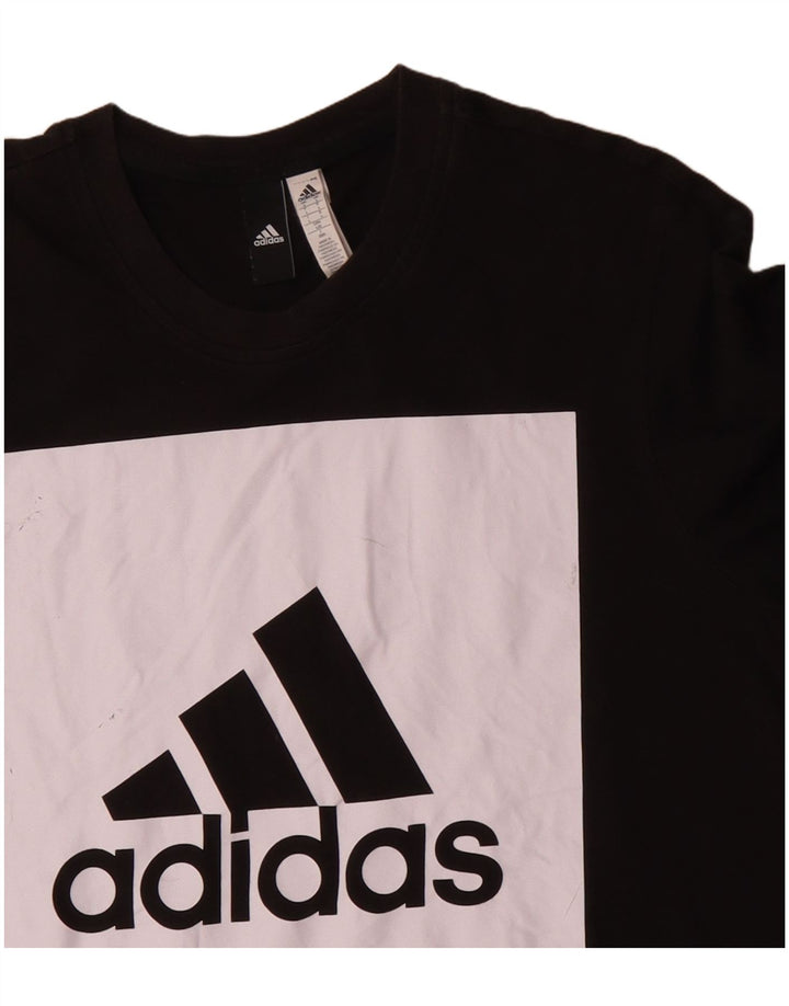 ADIDAS Mens Graphic T-Shirt Top Large Black Colourblock Cotton