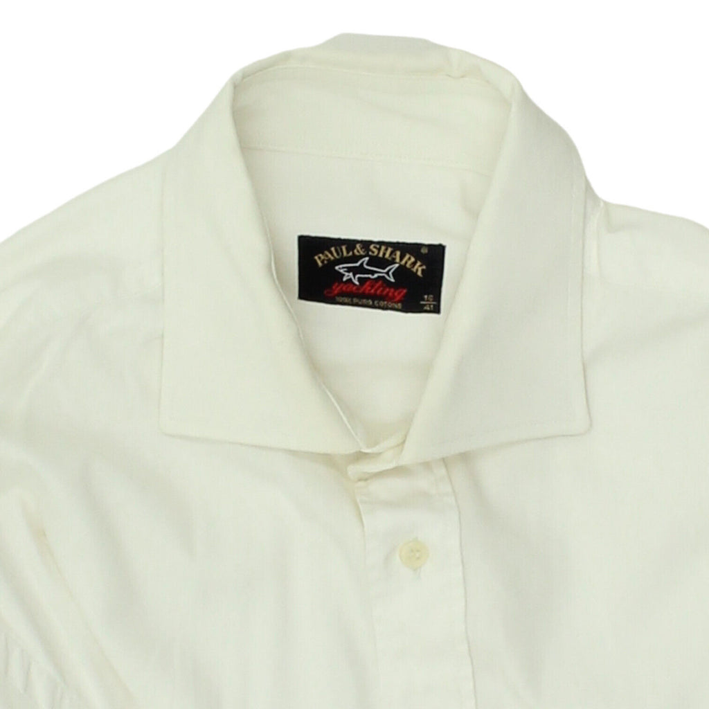 Paul & Shark Mens White Spread Collar Shirt | Vintage High End Designer VTG | Vintage Messina Hembry | Thrift | Second-Hand Messina Hembry | Used Clothing | Messina Hembry 