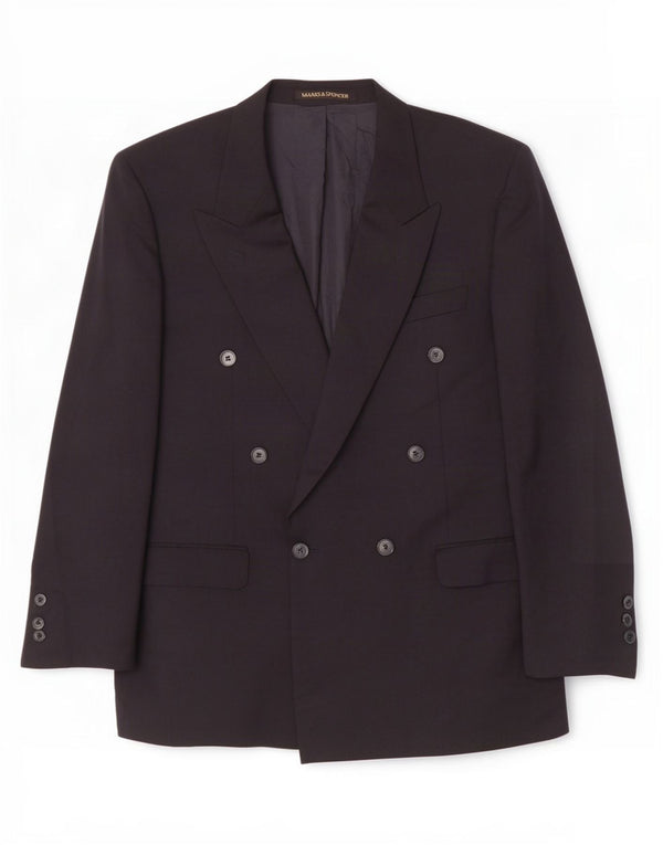 Marks & Spencer Mens Double Breasted Blazer Jacket UK 40 Medium Navy Blue