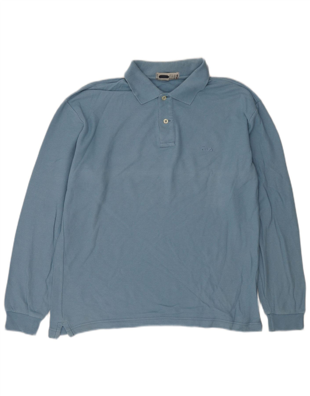 Fila Mens Long Sleeve Polo Shirt IT 48 Medium Blue Cotton