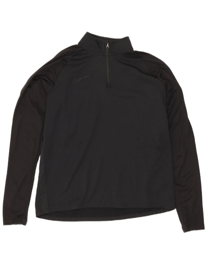 Nike Mens Zip Neck Regular Fit Top Long Sleeve Large Black Polyester Sports