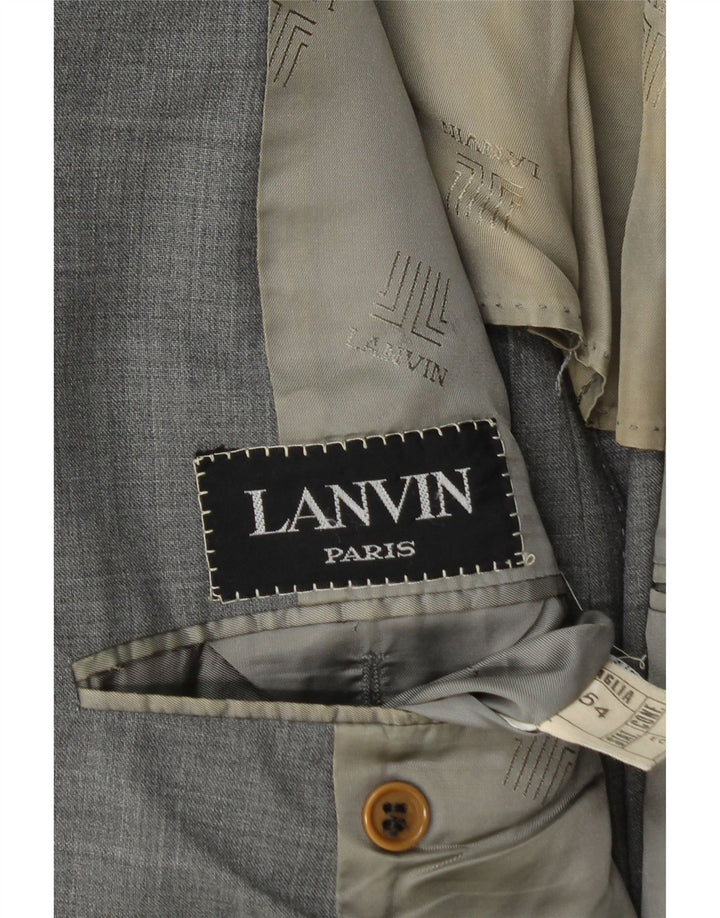 LANVIN Mens 2 Button Blazer Jacket IT 54 2XL Grey Virgin Wool