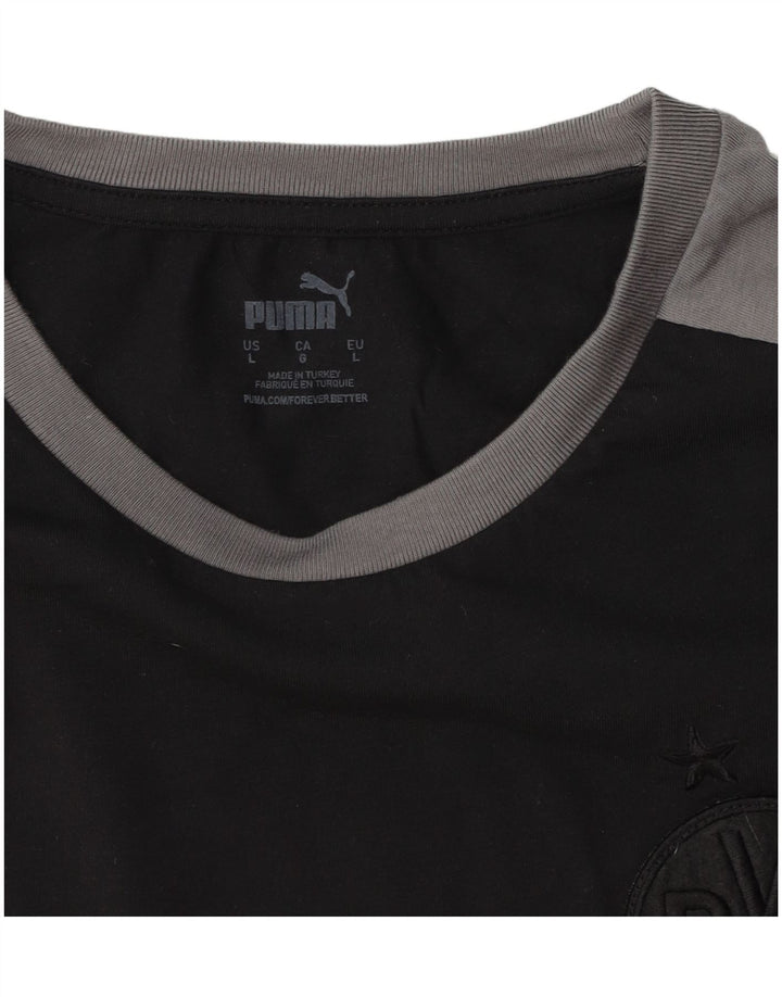 Puma Mens BVB Dortmund T-Shirt Top Large Black Colourblock Cotton