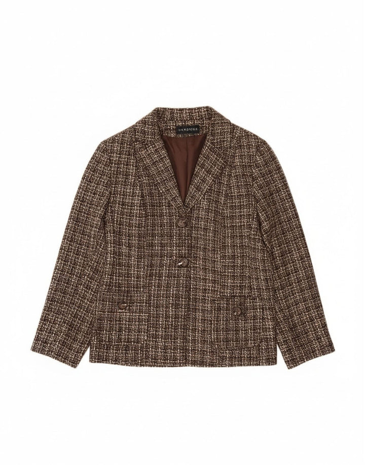 Wardrobe Womens 2 Button Blazer Jacket UK 18 XL Brown Check Acrylic