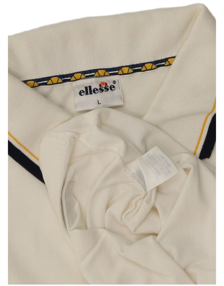 Ellesse Mens Polo Shirt Large White Cotton