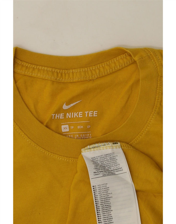 NIKE Mens Graphic T-Shirt Top XS Yellow Cotton