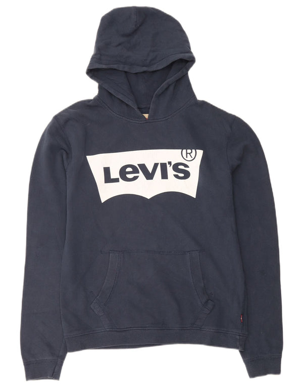 Levi's Boys Graphic Hoodie Jumper 15-16 Years Navy Blue Colourblock