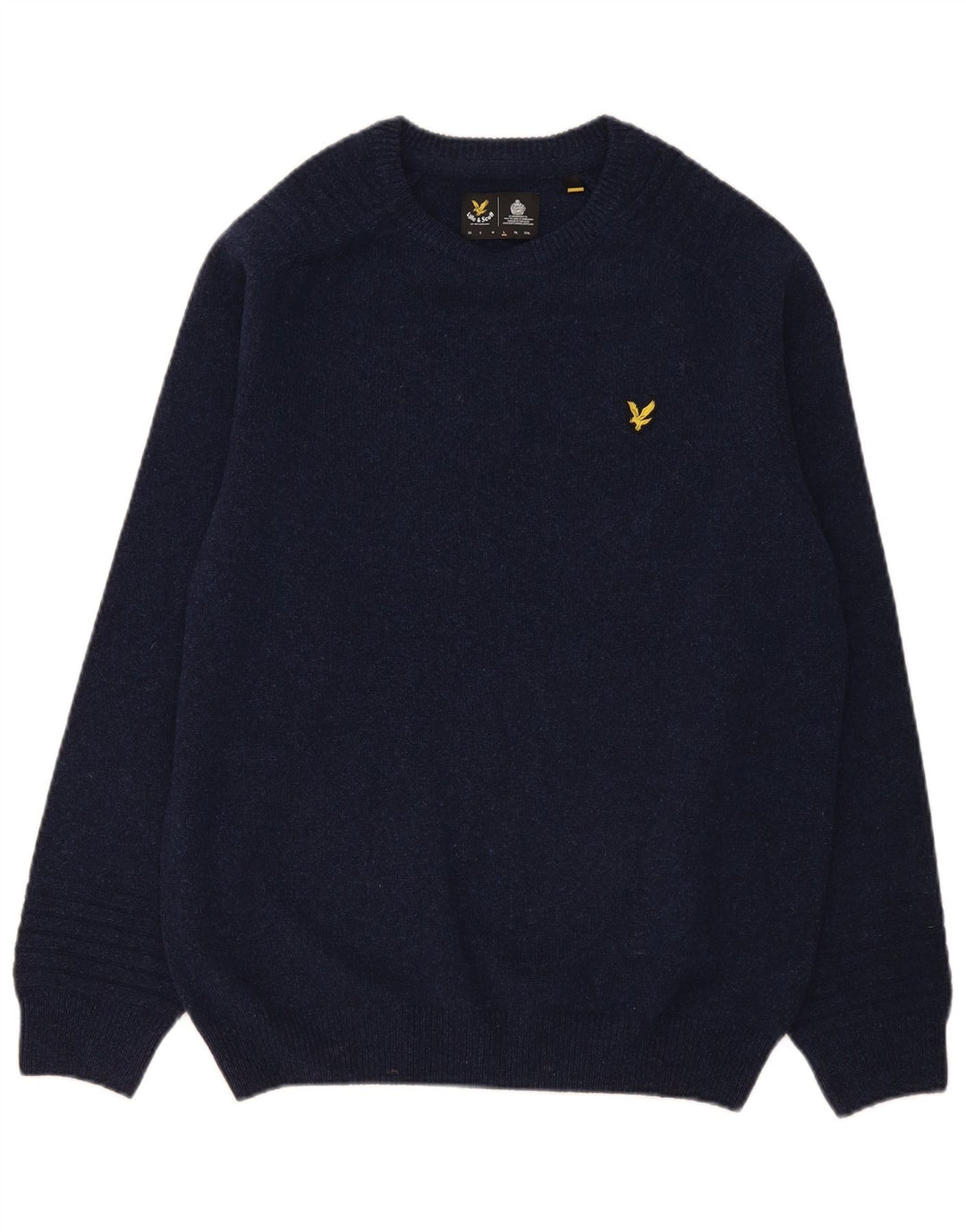 Lyle & Scott Mens Crew Neck Jumper Sweater Large Navy Blue Wool