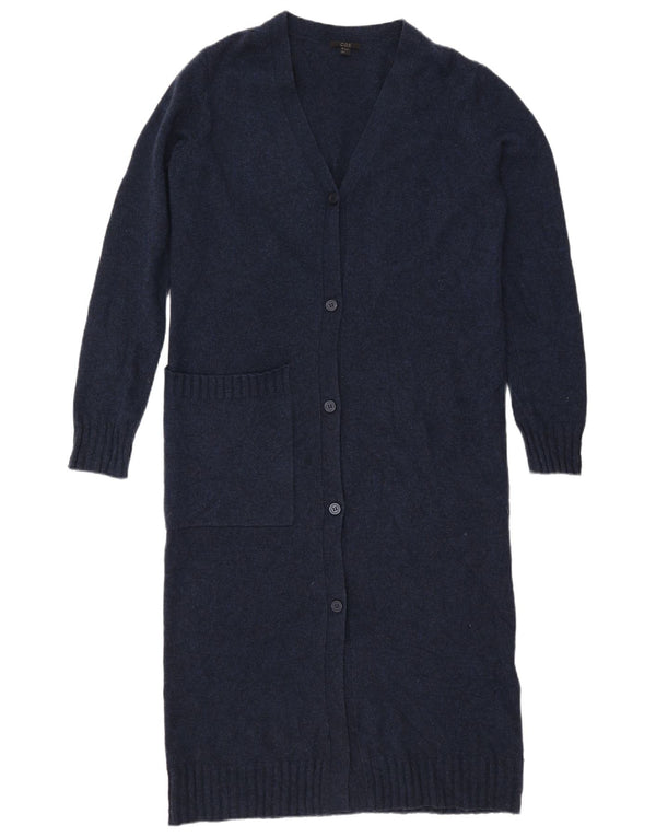 Cos Womens Longline Oversized Cardigan Sweater UK 10 Small Navy Blue Wool