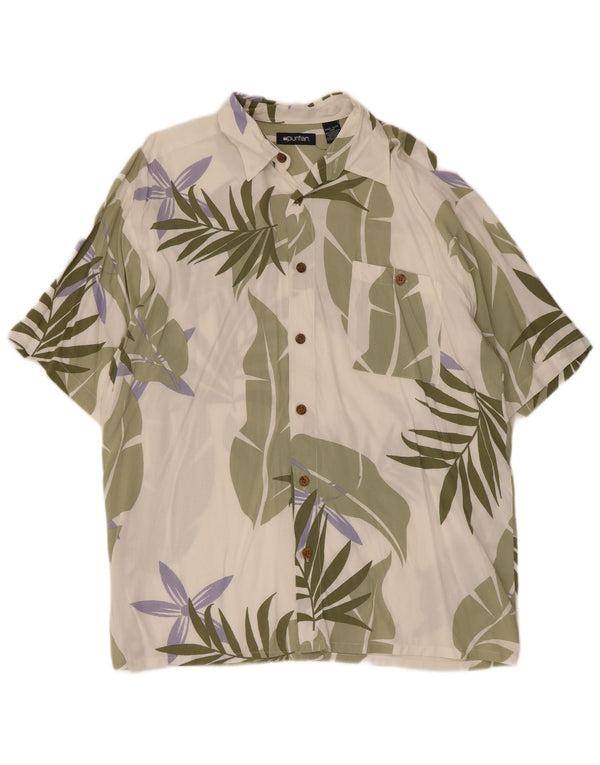 Puritan Mens Short Sleeve Shirt Size 42/44 Large Green Floral Hawaiian