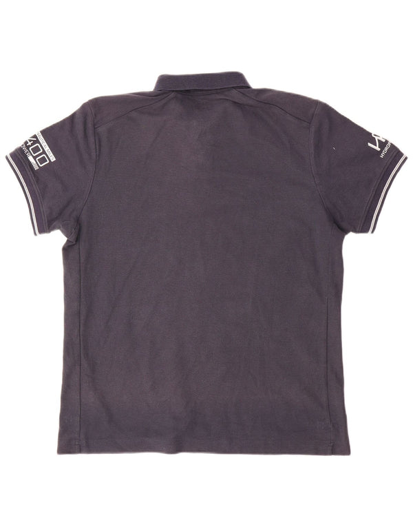 Helly Hansen Mens Graphic Polo Shirt Medium Navy Blue Cotton
