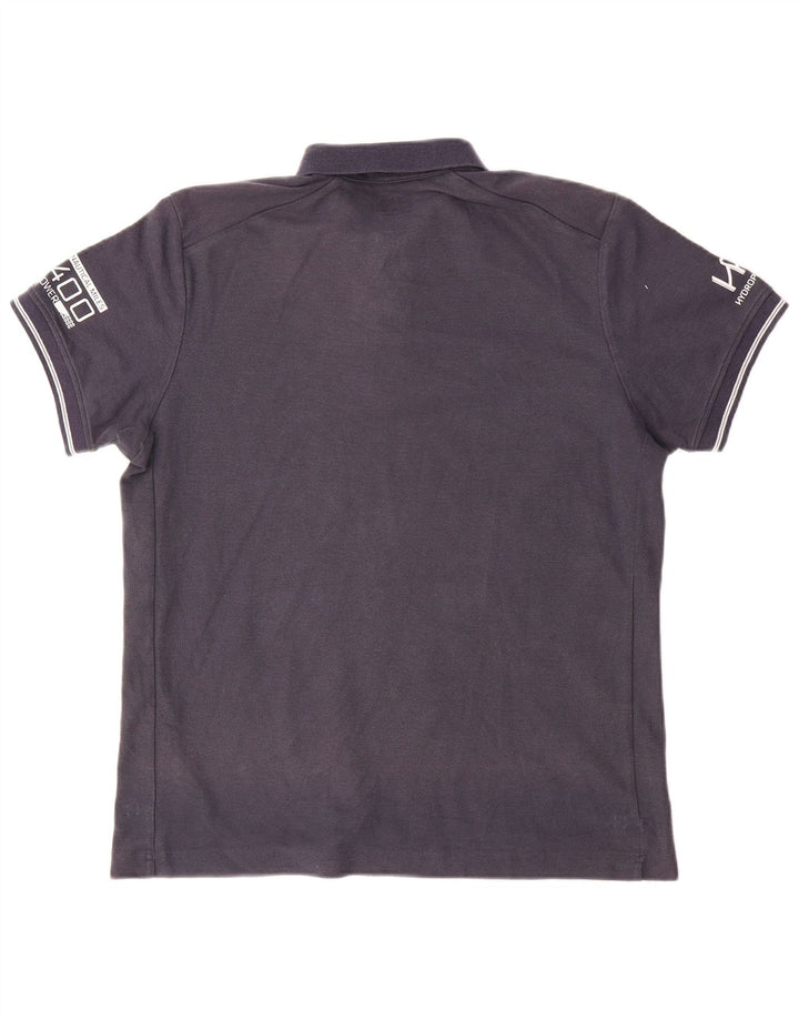 Helly Hansen Mens Graphic Polo Shirt Medium Navy Blue Cotton