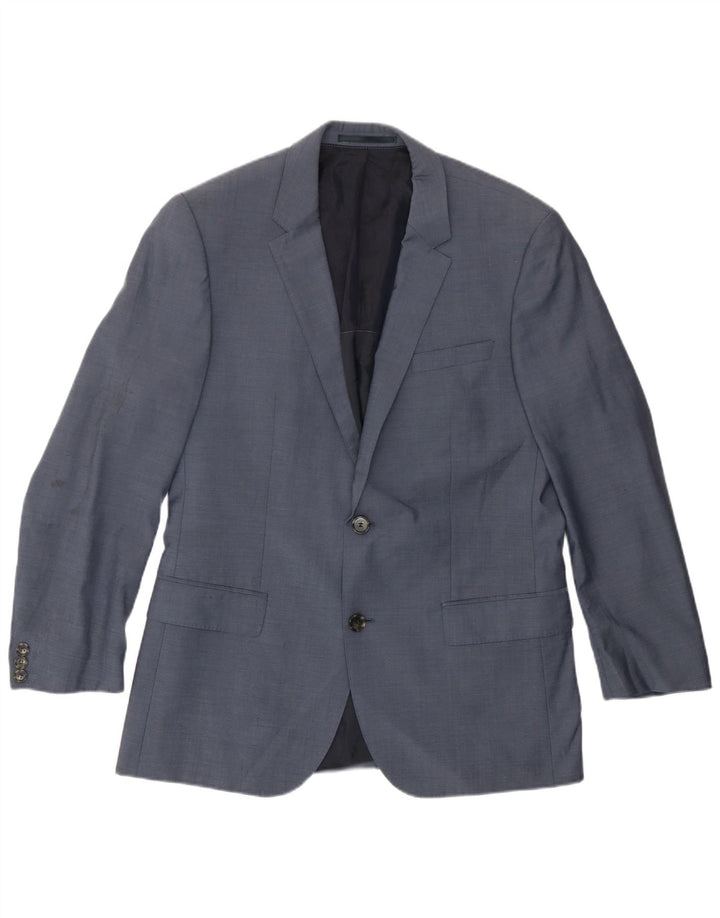 Hugo Boss Mens 2 Button Blazer Jacket EU 50 Large Blue Virgin Wool