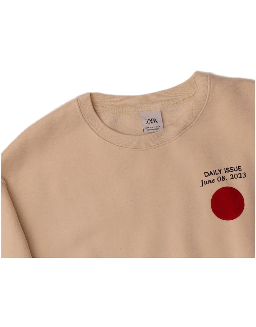 ZARA Mens Graphic Sweatshirt Jumper Large Beige