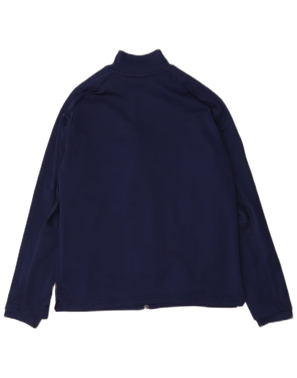 Adidas Boys Tracksuit Top Jacket 11-12 Years Navy Blue Polyester