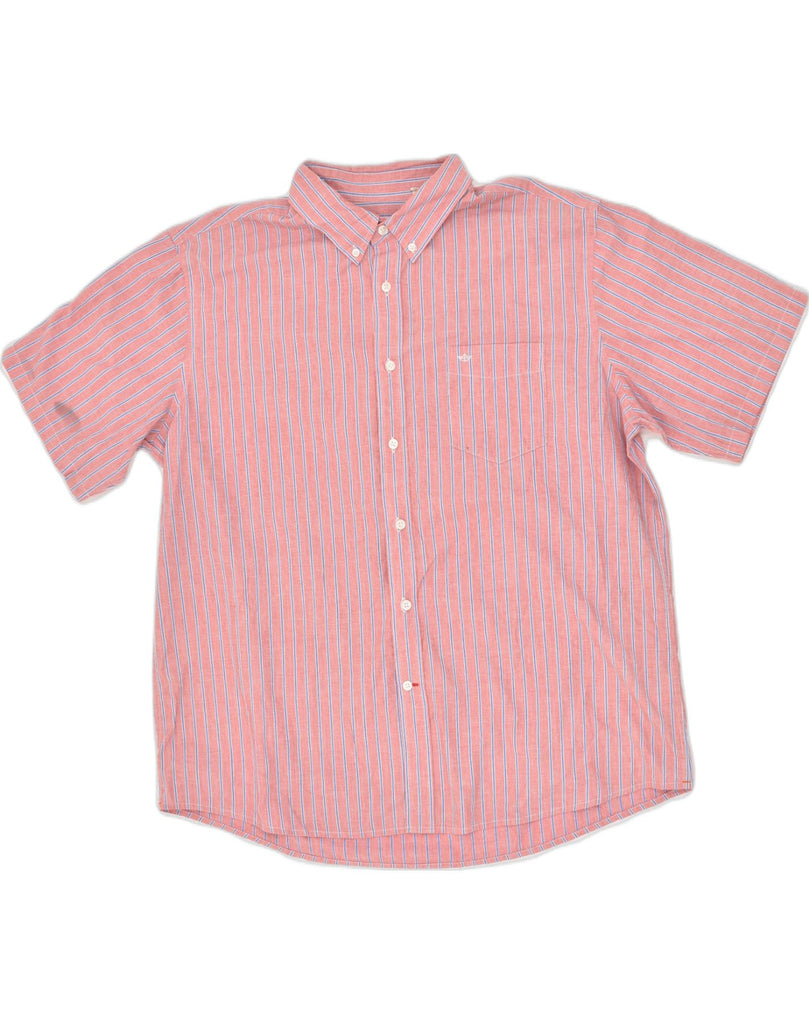 DOCKERS Mens Short Sleeve Shirt 2XL Pink Striped Cotton | Vintage Dockers | Thrift | Second-Hand Dockers | Used Clothing | Messina Hembry 