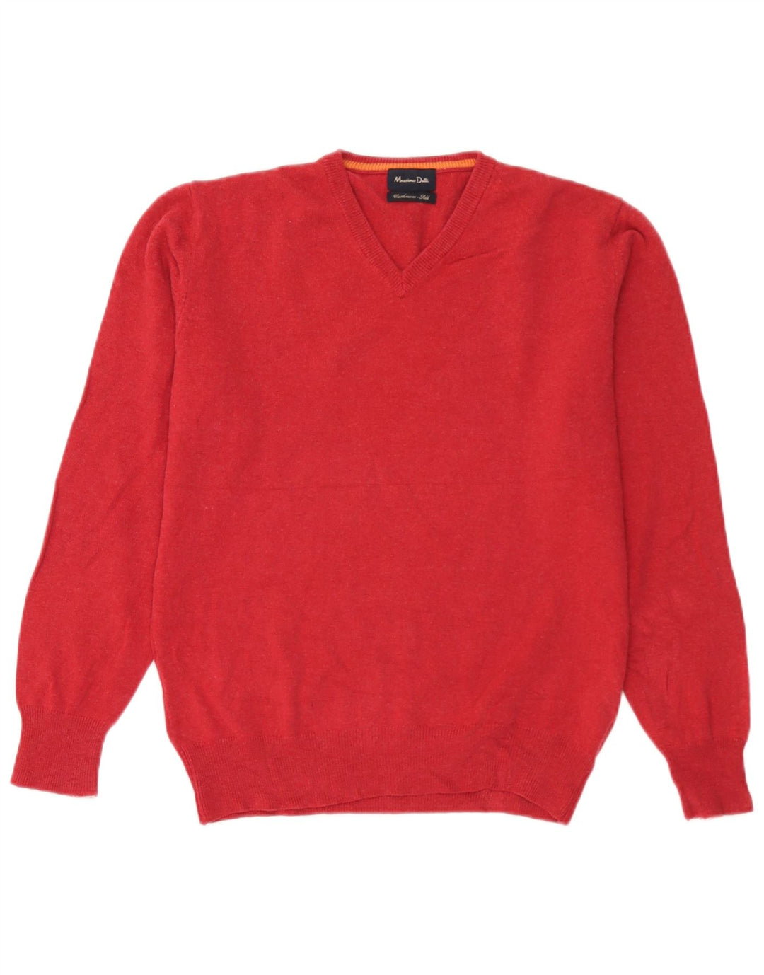 Massimo Dutti Mens V-Neck Jumper Sweater Medium Red Wool