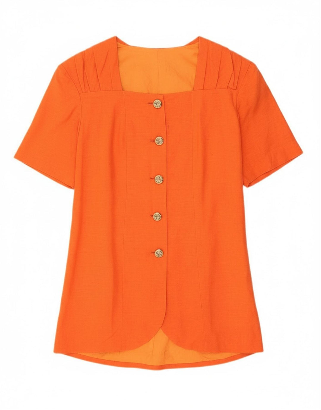 VINTAGE Womens Longline Short Sleeve Blazer Jacket UK 12 Medium Orange