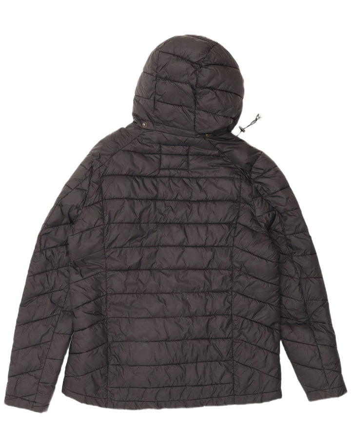 Fat Face Womens Hooded Padded Jacket UK 16 Large  Black Polyamide