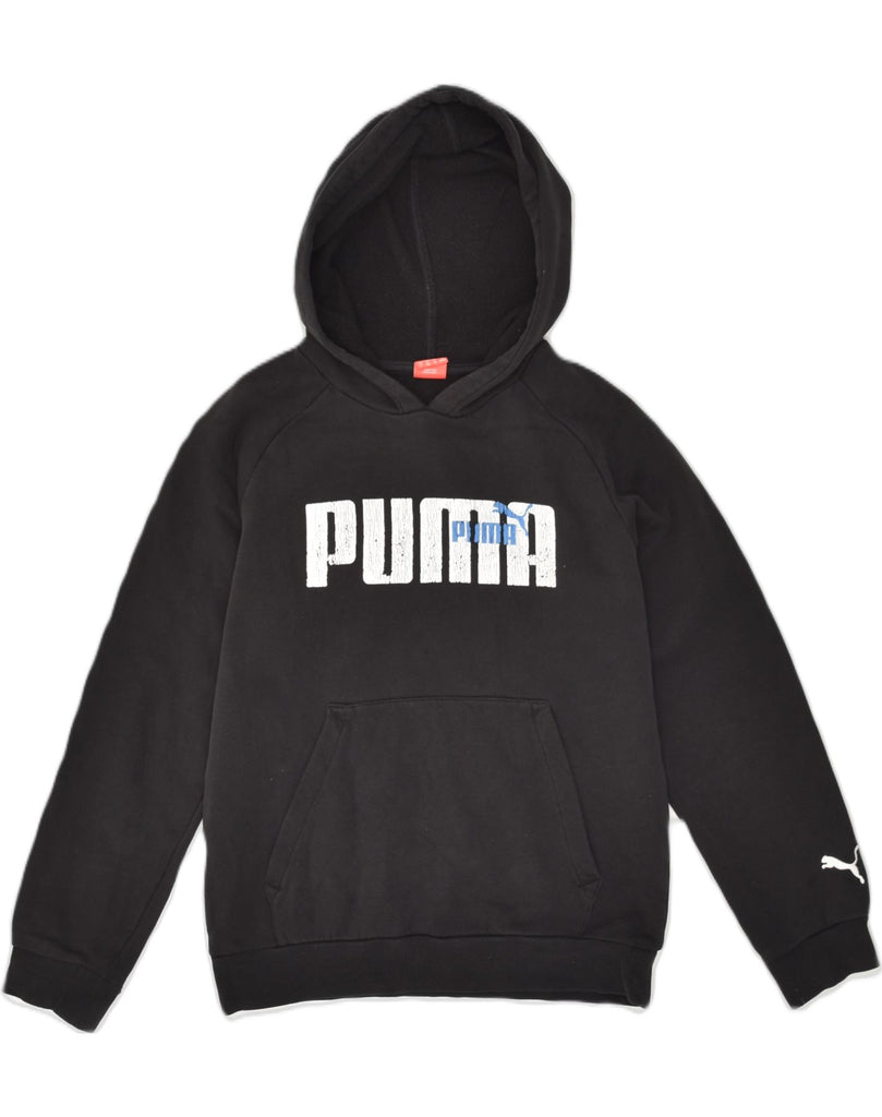 PUMA Boys Graphic Hoodie Jumper 11-12 Years Black Cotton | Vintage Puma | Thrift | Second-Hand Puma | Used Clothing | Messina Hembry 