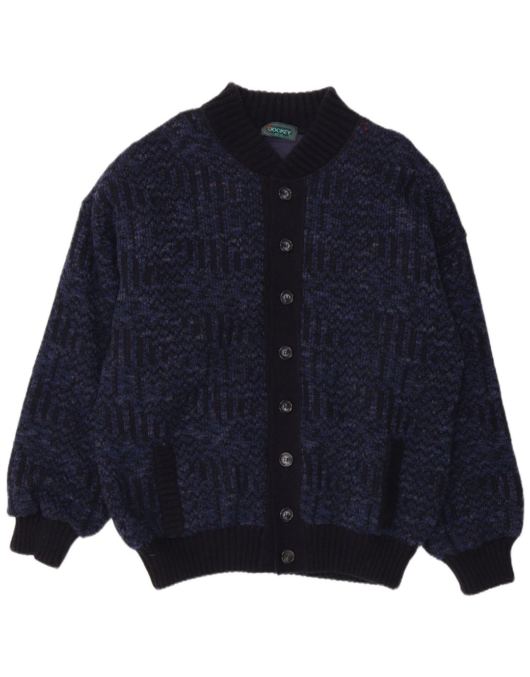 Jockey Mens Cardigan Sweater 2XL Navy Blue Flecked Wool