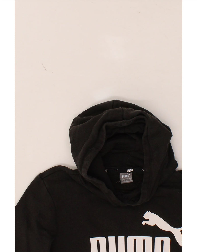 PUMA Boys Graphic Hoodie Jumper 13-14 Years Black Cotton Vintage Puma and Second-Hand Puma from Messina Hembry 