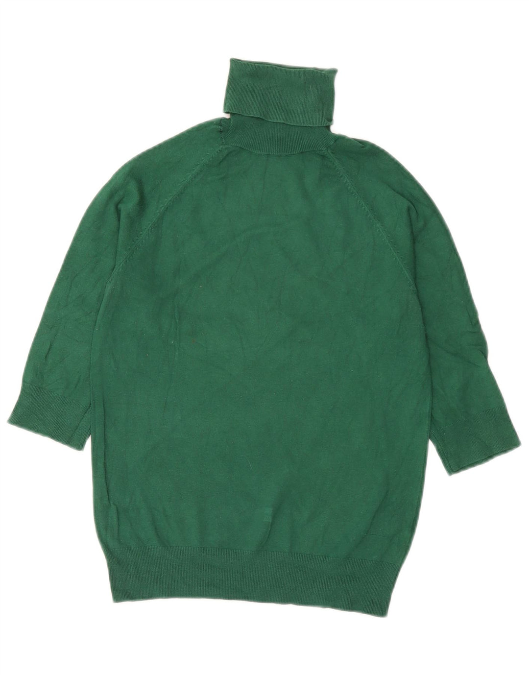 Zara Womens 3/4 Sleeve Roll Neck Jumper Sweater UK 12 Medium Green