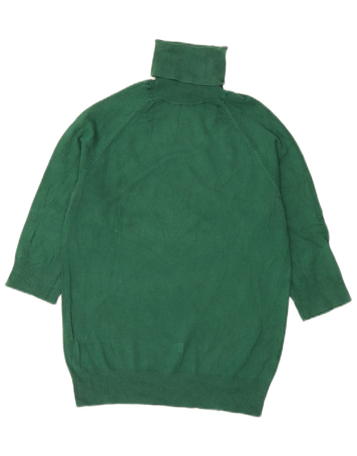 Zara Womens 3/4 Sleeve Roll Neck Jumper Sweater UK 12 Medium Green