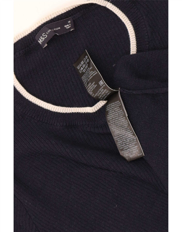 Marks & Spencer Womens Short Sleeve Blouse Top UK 16 Large Navy Blue