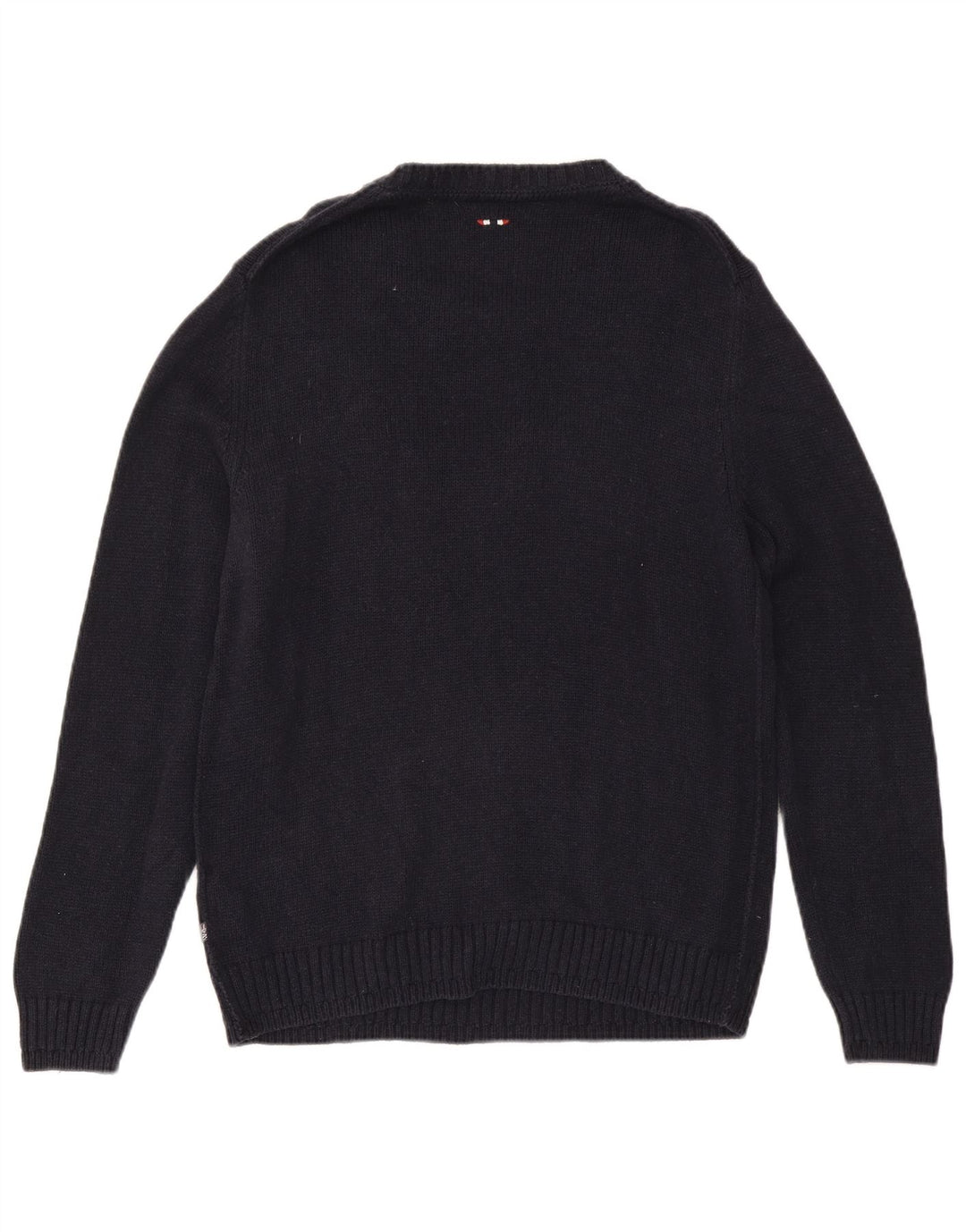 NAPAPIJRI Mens Graphic Crew Neck Jumper Sweater Large Navy Blue Cotton